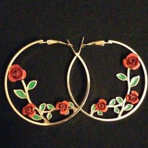 *SOLD OUT*  Rose hoop earrings
